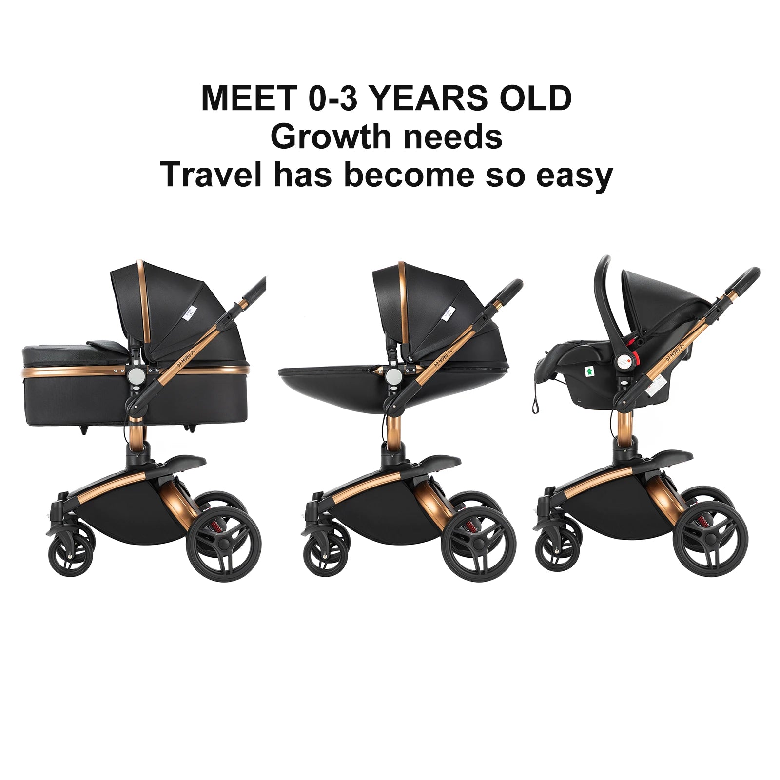 Luxury baby stroller 3 in 1 lightweight strollers for baby Baby carriage baby newborn things 3 pieces baby stroller light carts