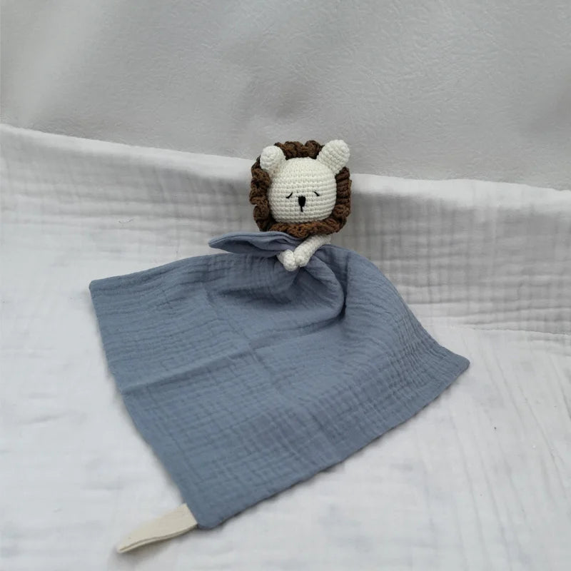 Baby Soother Appease Towel Bib Animal Horse Lion Sleeping Doll Infants Soft Comfort Bib with Noice Security Blanket Nursing Acce