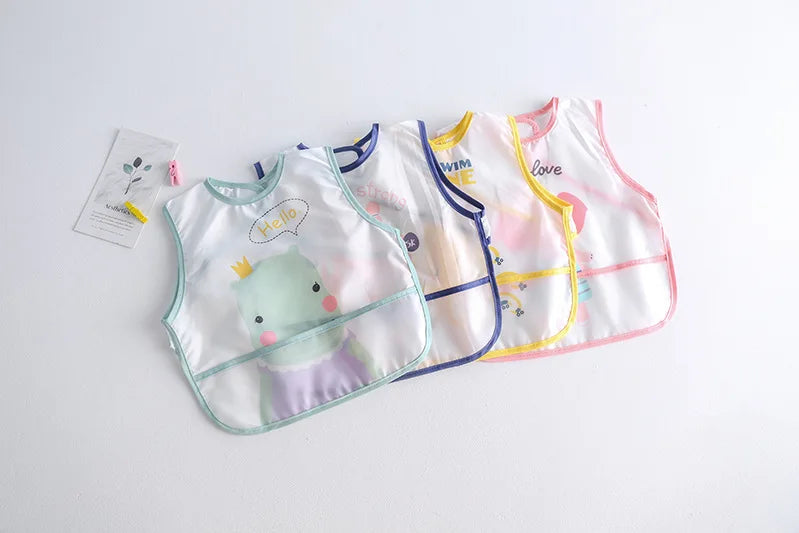 New Cartoon Sleeveless Baby Bibs Waterproof Apron Cute Washcloth Feeding Bib Soft Burp Cloth For Toddler Boys Girls Bandana Bibs