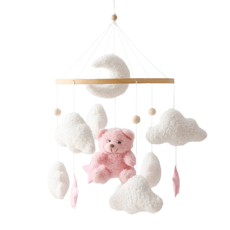 Baby Wooden Bed Bell Mobile Hanging Toy 0-12 Month Baby Crib Mobile Lambhair Bear Bunny Doll Toy Bed Holder Bracket Kid Gift