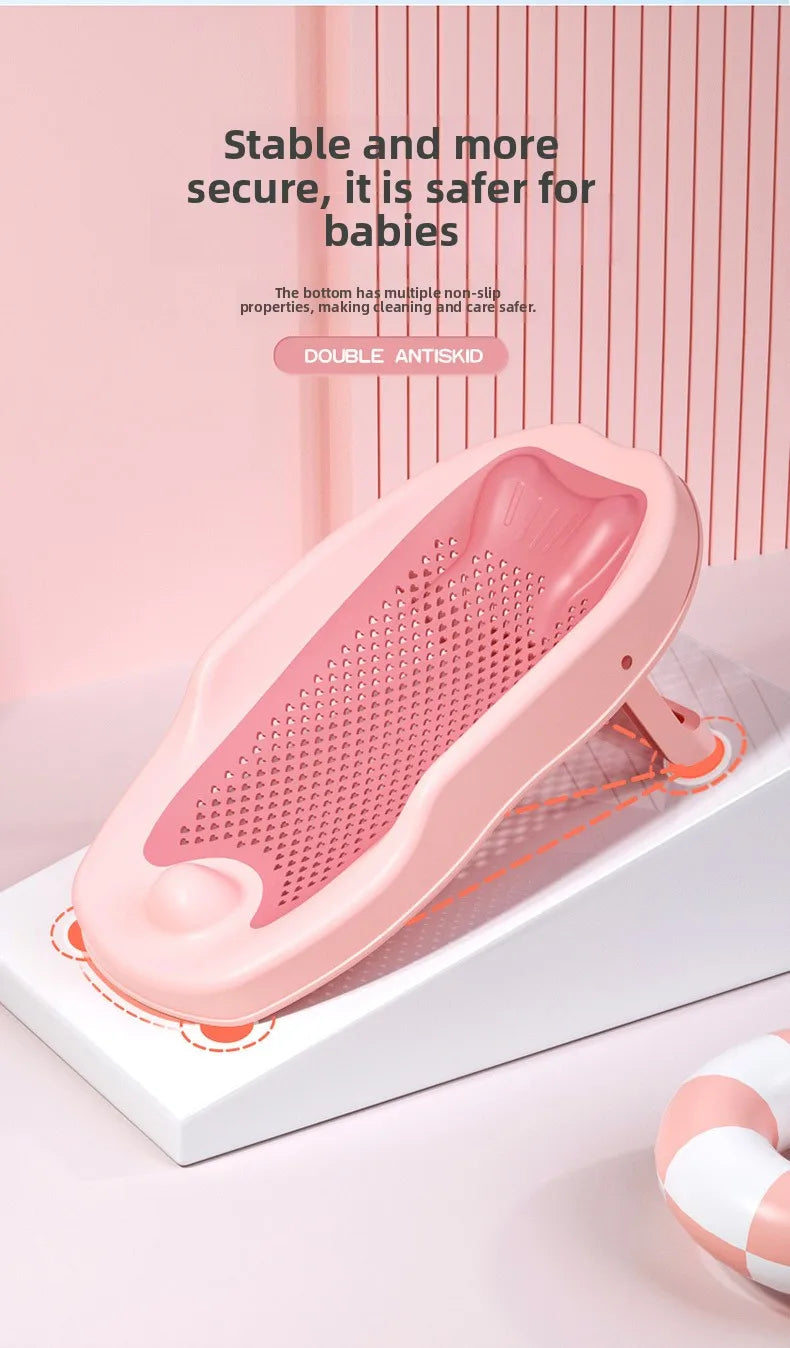 Baby Shower Rack Can Sit or Lie Down Baby Bathtub Anti Slip Pad Newborn Shower Net Portable Bath Bed Frame Shower
