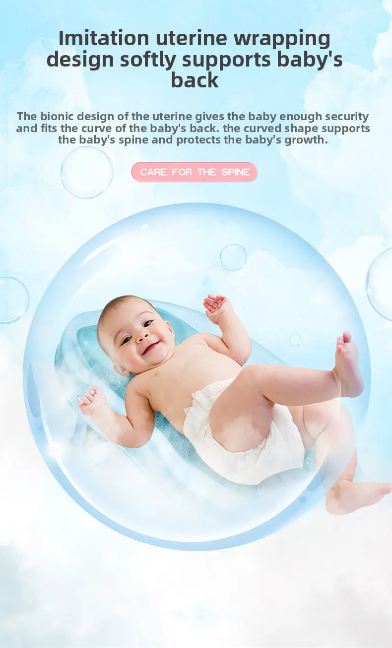 Baby Shower Rack Can Sit or Lie Down Baby Bathtub Anti Slip Pad Newborn Shower Net Portable Bath Bed Frame Shower