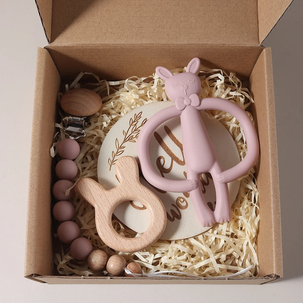 Baby Photo background  Props Set – Newborn Growth Milestone Cards for Photoshoots bunny teether gift set
