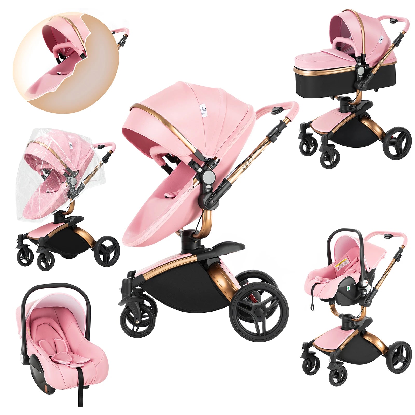 Luxury baby stroller 3 in 1 lightweight strollers for baby Baby carriage baby newborn things 3 pieces baby stroller light carts