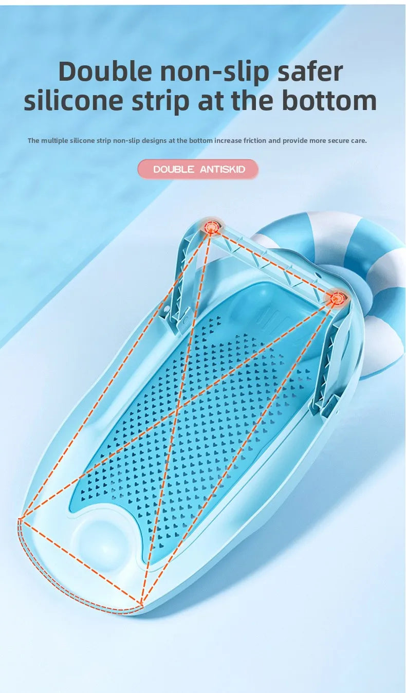 Baby Shower Rack Can Sit or Lie Down Baby Bathtub Anti Slip Pad Newborn Shower Net Portable Bath Bed Frame Shower