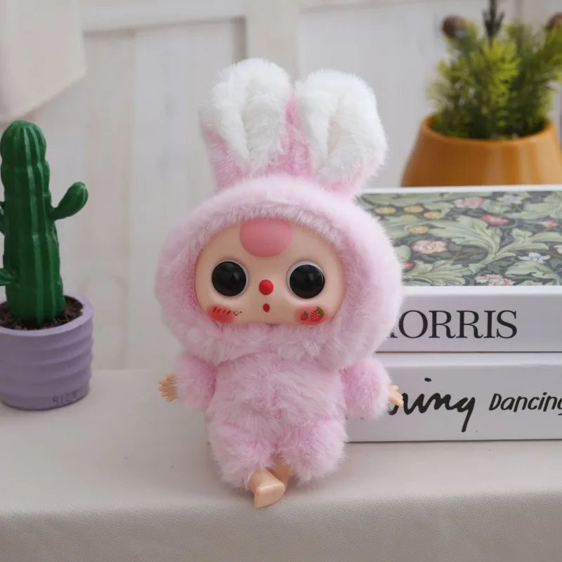 Baby Three Big Head Baby Plush Toy Cute Bear Rabbit Animal Vinyl Doll Desktop Exquisite Decor Fun Birthday Gift For Kids Girl